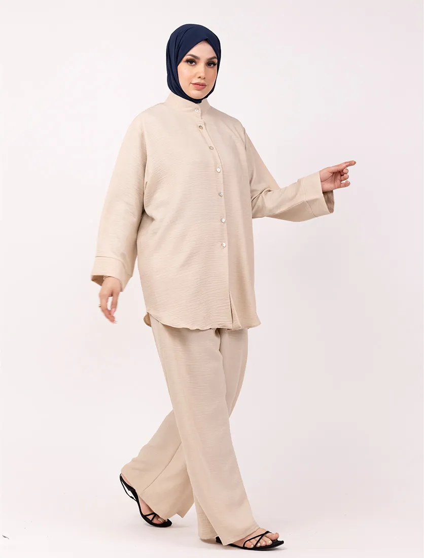Beige Linen Feel Co Ord